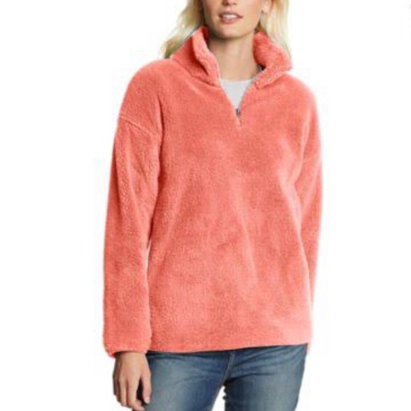 Eddie Bauer Salmon Quest Plush 1/4 Zip Sherpa Jacket Medium - Picture 1 of 10